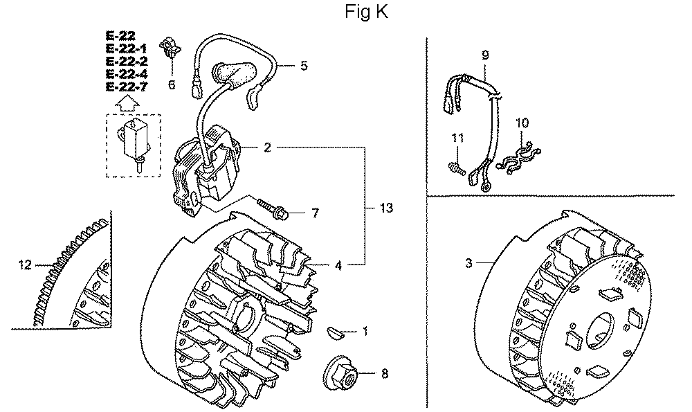 Fig-11 Diagram and Parts List for GC160A Type QHA Honda Engine