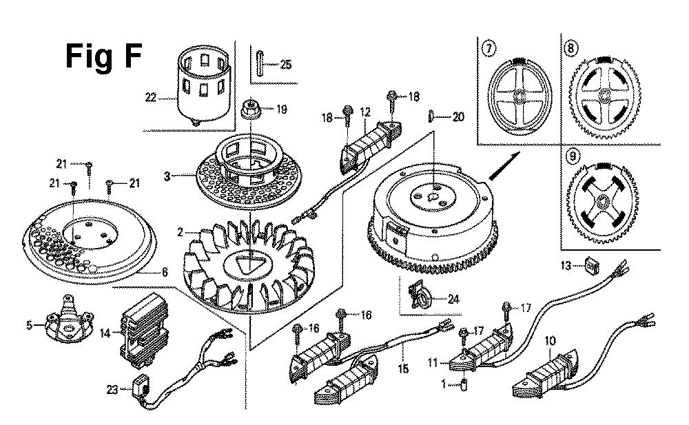 Fig-13 Diagram and Parts List for GXV270 Type DN Honda Engine
