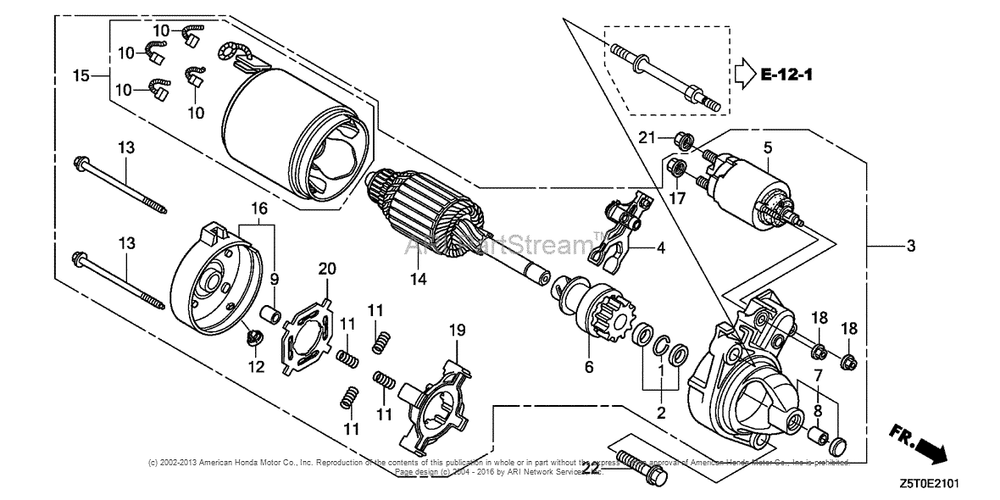 Starter Motor (2) Diagram and Parts List for GX390UT2 (typeSZEC)(GCBCT-1000001) Honda Engine