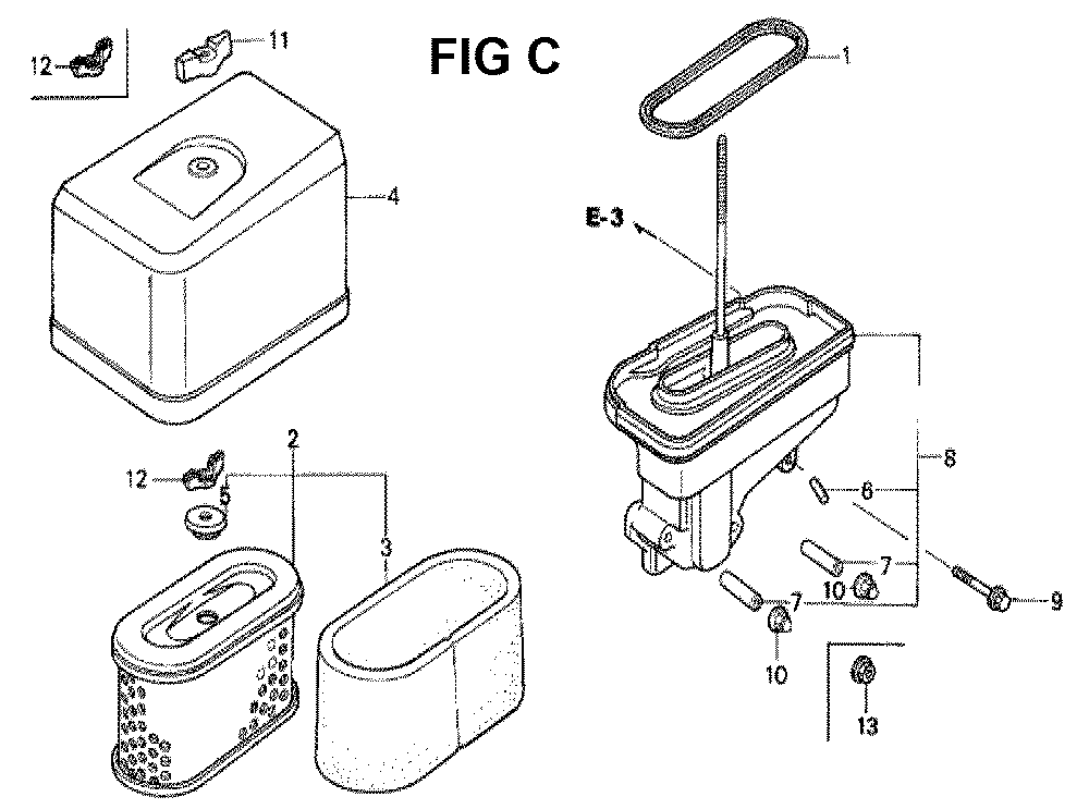 Fig-3 Diagram and Parts List for GXV340 Type DNE2 Honda Engine