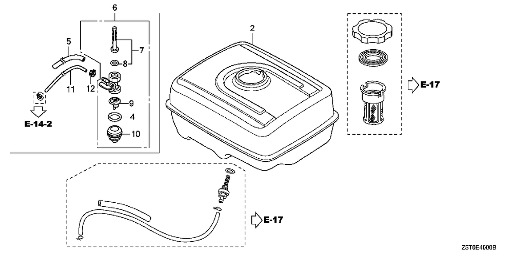 Other Parts (Fuel Tank) Diagram and Parts List for GX390RT2 (Type  EZD2/A)(GCBCT-3000001 - 9999999) Honda Engine