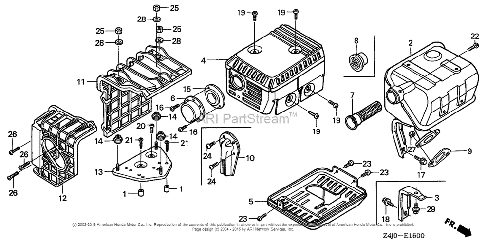 Muffler (1) Diagram and Parts List for GX160U1 (typeWKD6)(GCACK-1000001) Honda Engine