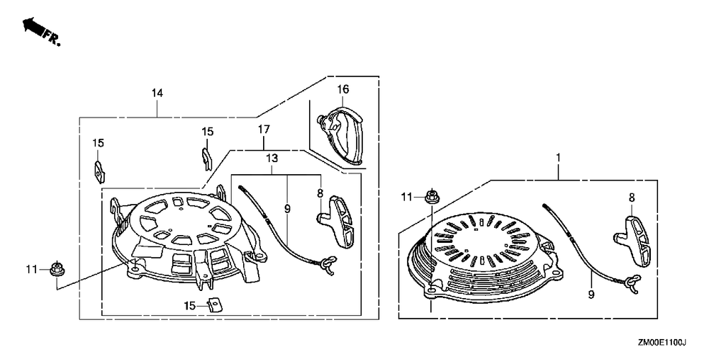 Recoil Starter Diagram and Parts List for GCV160LA0 (Type  G5AF)(GCAD-1000001 - 9999999) Honda Engine