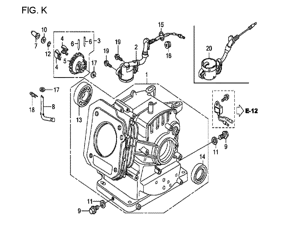 Fig-11 Diagram and Parts List for GX120T1 Type SD16 Honda Engine