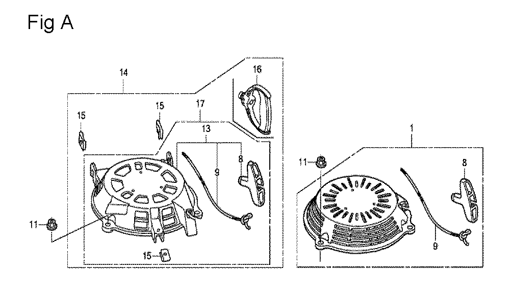 Fig-1 Diagram and Parts List for GCV160A Type A2R Honda Engine