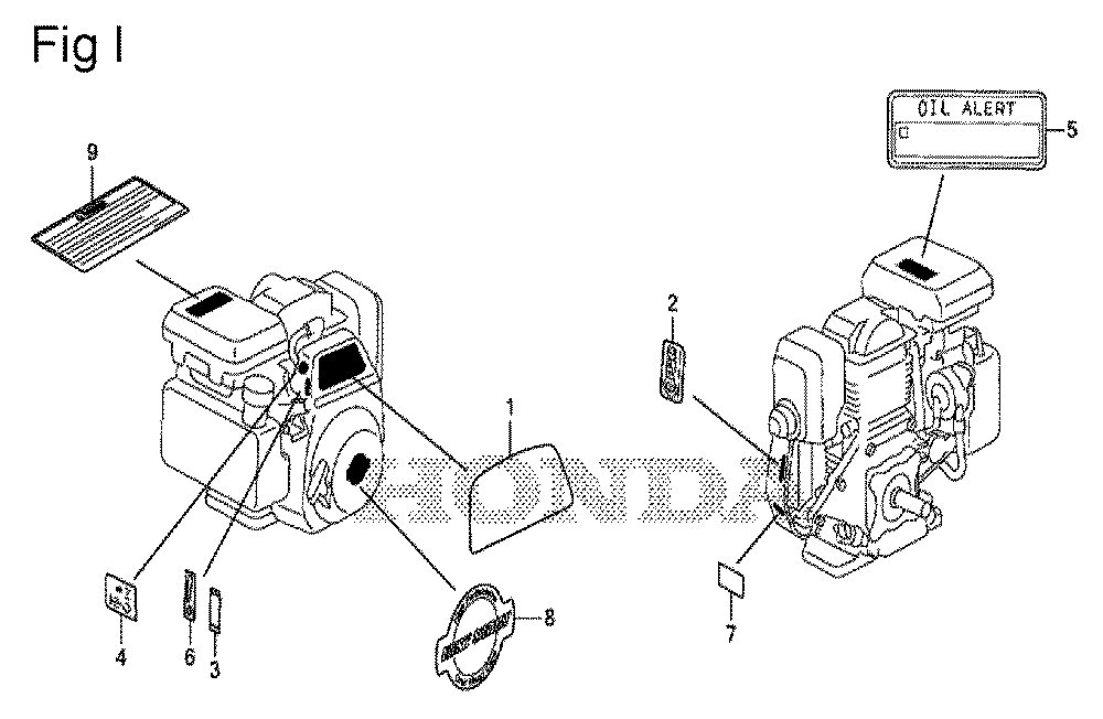 Fig-9 Diagram and Parts List for GS190A Type VXA Honda Engine