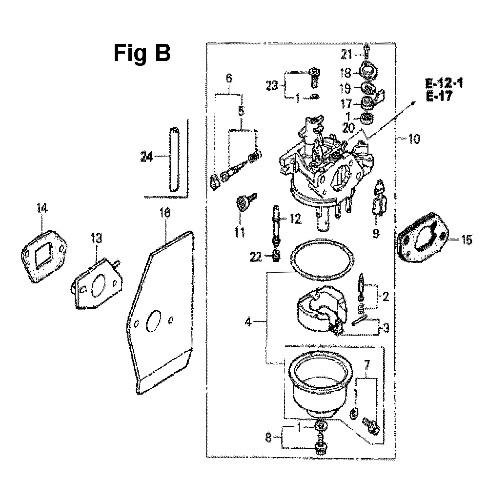 Fig-2 Diagram and Parts List for GXV160 Type A1L Honda Engine