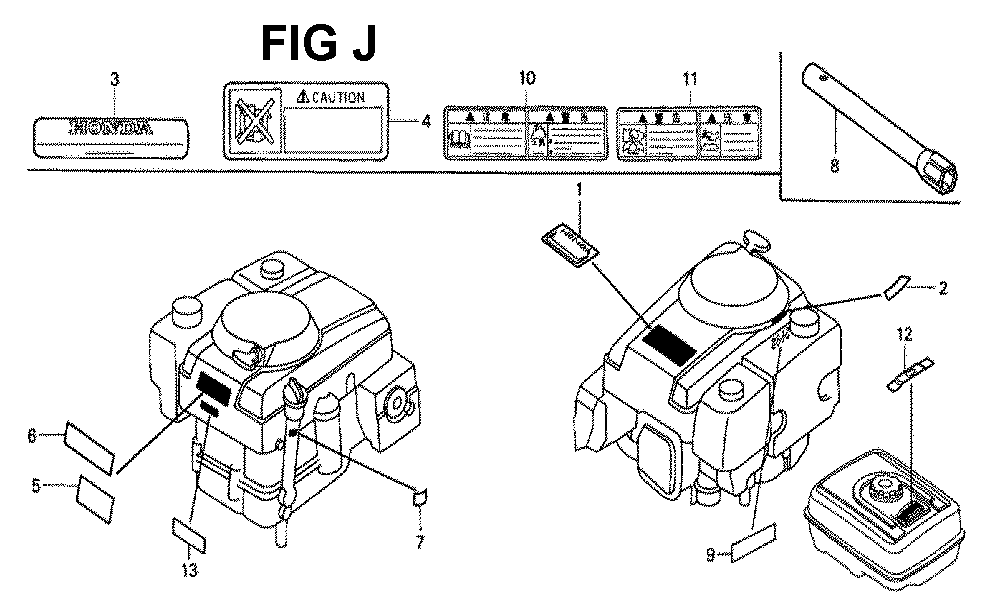 Fig-8 Diagram and Parts List for GXV340K2 Type DA23 Honda Engine