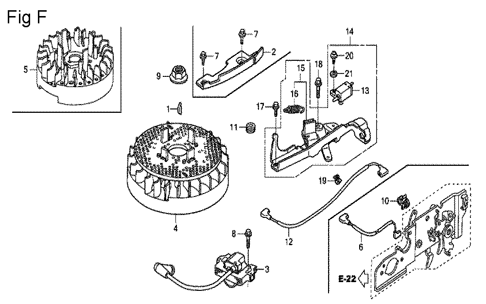 Fig-6 Diagram and Parts List for GCV135 Type A2A Honda Engine