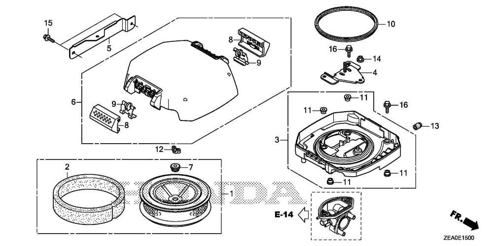 Air Cleaner Diagram and Parts List for GX700IRHX (Type BXF)(GCAUH-1000001-9999999) Honda Engine