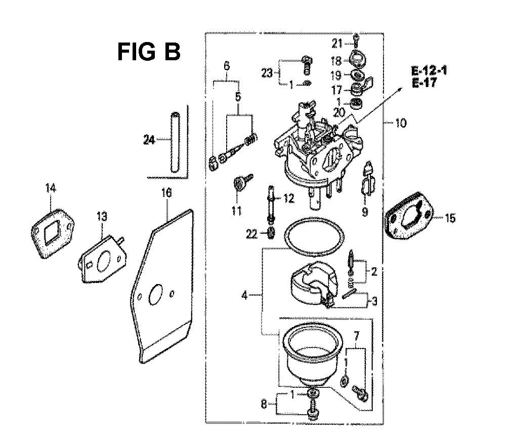 Fig-13 Diagram and Parts List for GXV160K1 Type N15 Honda Engine