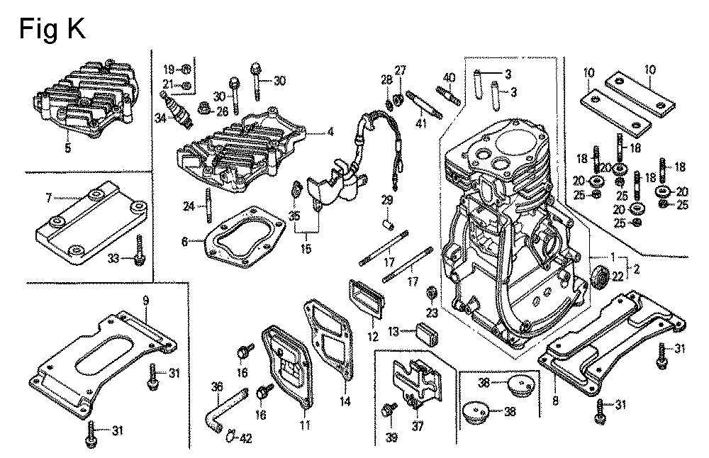 Fig-11 Diagram and Parts List for G100K2 Type SJA Honda Engine