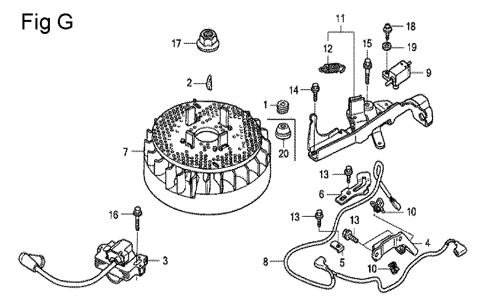 Fig-7 Diagram and Parts List for GCV160A Type NBL1 Honda Engine
