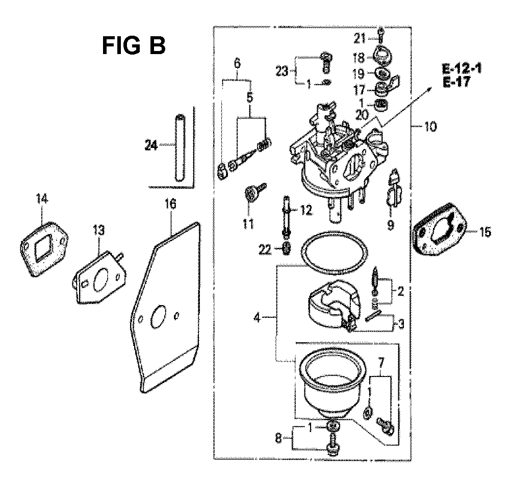 Fig-13 Diagram and Parts List for GXV160K1 Type SFL1 Honda Engine