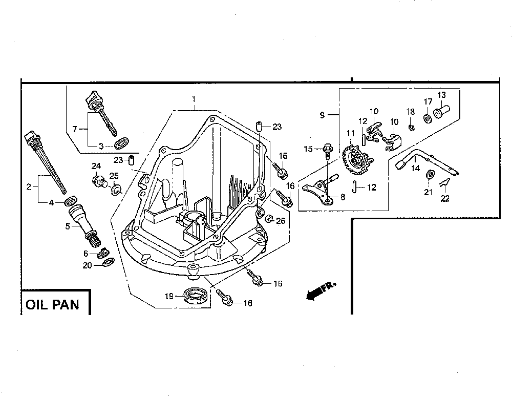 Oil pan Diagram and Parts List for GCV160-LA0S3-ED  Honda Engine