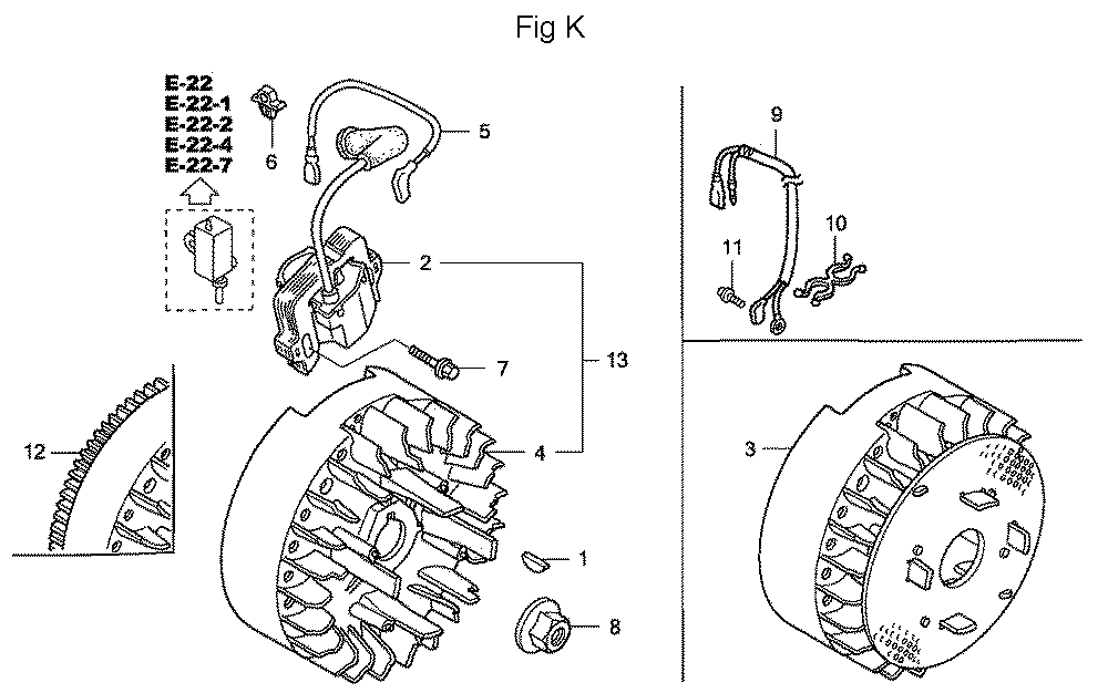 Fig-11 Diagram and Parts List for GC160A Type QHA2 Honda Engine