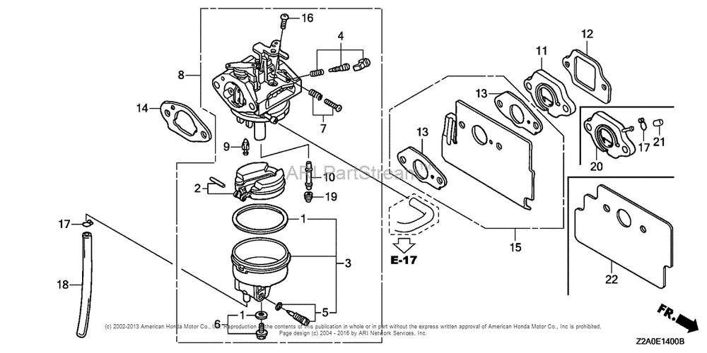 Carburetor Diagram and Parts List for GS160LA (typeQHAF)(GCABA-1000001) Honda Engine