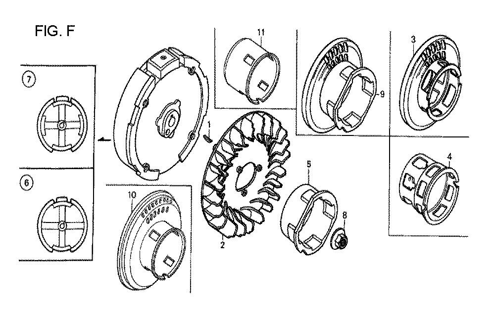 Fig-6 Diagram and Parts List for GX120T1 Type TX26 Honda Engine