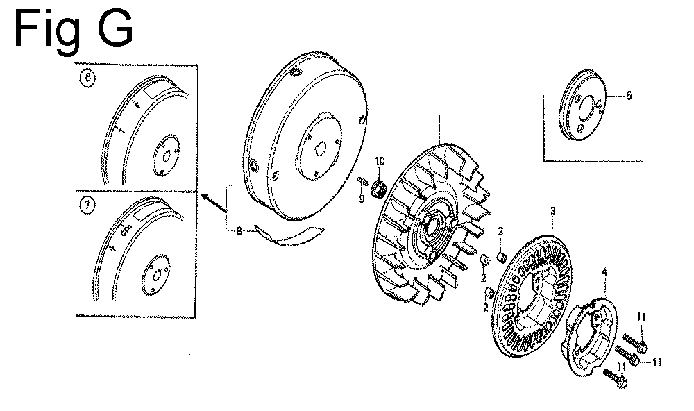 Fig-7 Diagram and Parts List for G100 Type Q Honda Engine