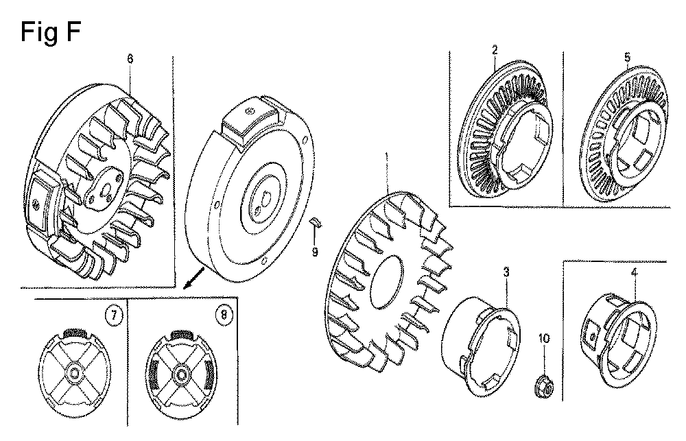 Fig-6 Diagram and Parts List for G100K2 Type SJA Honda Engine
