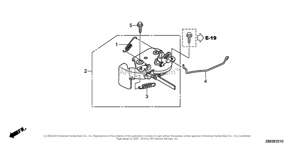 Choke Lever Assembly Diagram and Parts List for GSV190LA (typeS3T)(GJACA-1035731) Honda Engine
