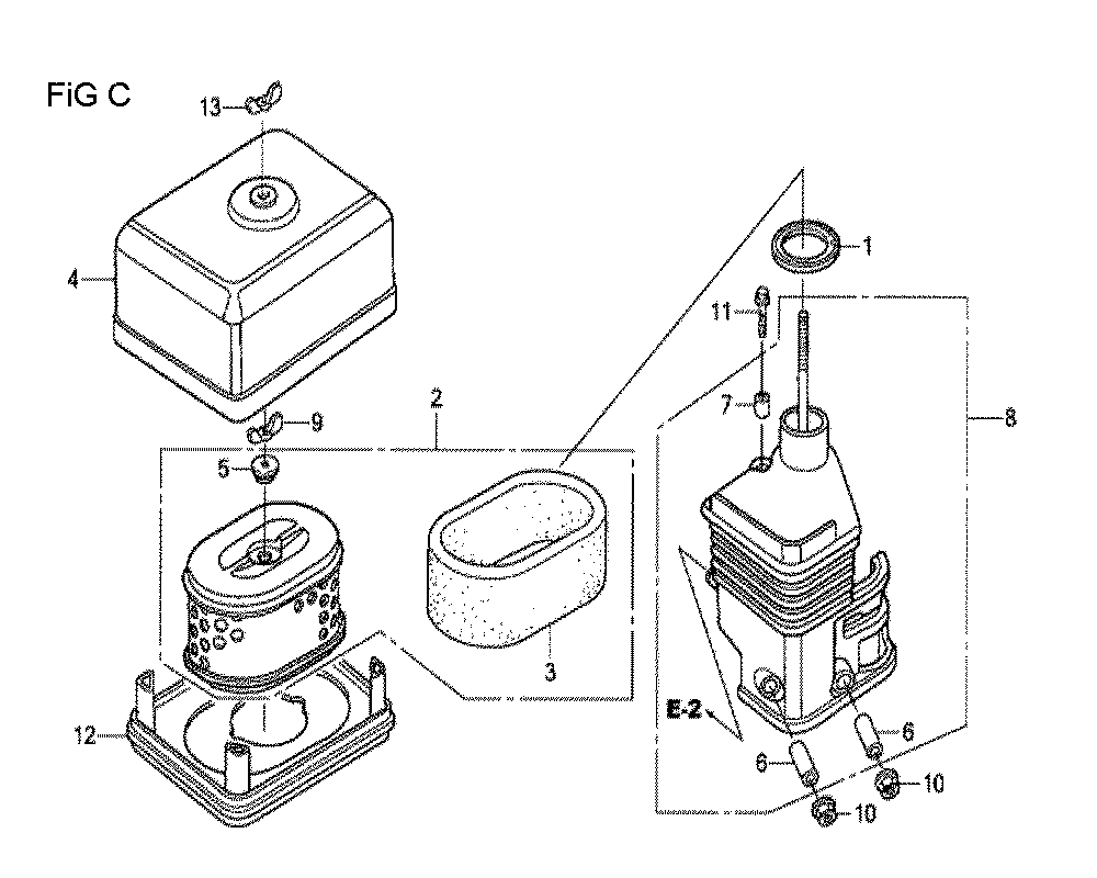 Fig-3 Diagram and Parts List for GX120T1 Type TX26 Honda Engine
