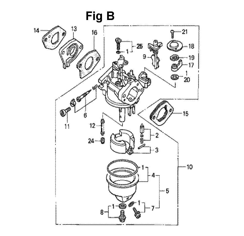 Fig-13 Diagram and Parts List for GXV140 Type A1KS Honda Engine