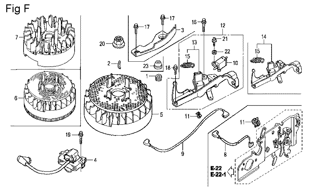 Fig-6 Diagram and Parts List for GCV160LA Type S1A Honda Engine
