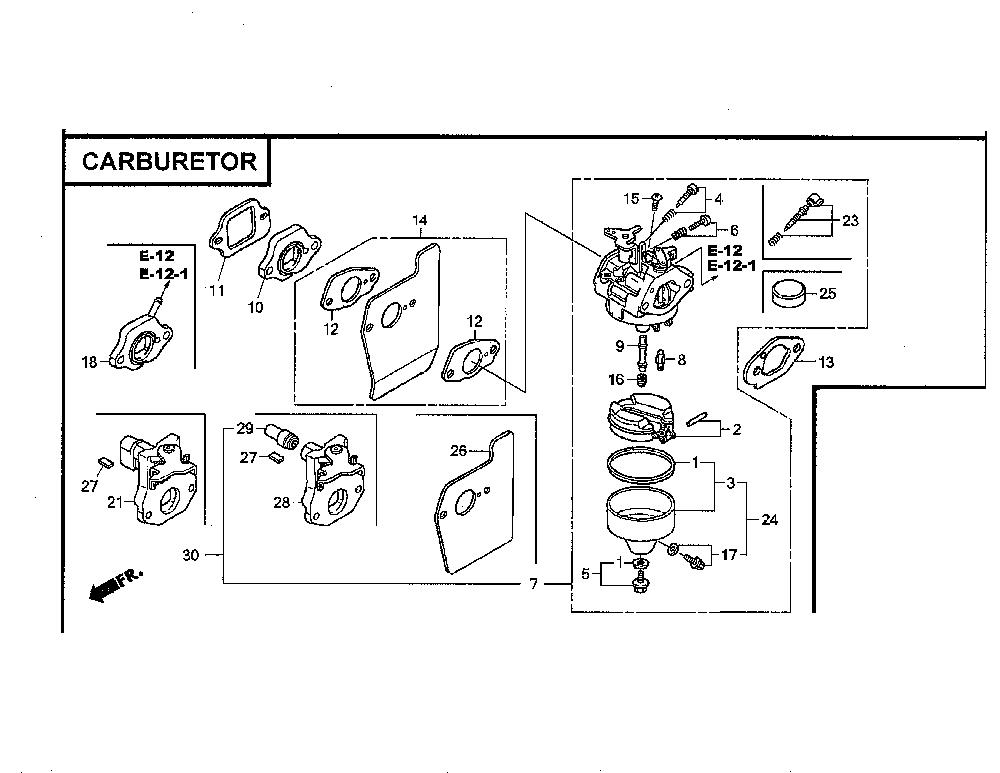 Carburetor Diagram and Parts List for GCV160-LA0S3-ED  Honda Engine