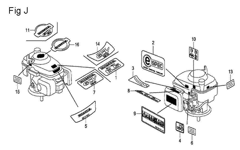 Fig-10 Diagram and Parts List for GCV190A Type R1A Honda Engine