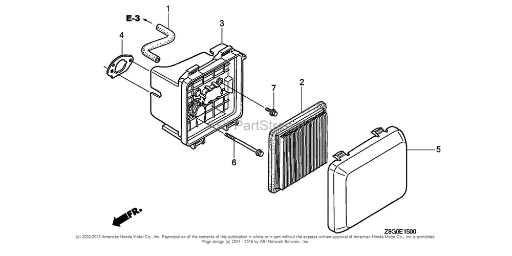 Air Cleaner Diagram and Parts List for GCV160LE (typeN7A1)(GJAAE-2075803) Honda Engine