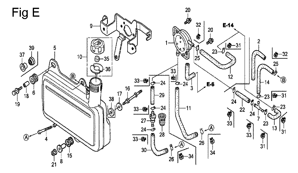 Fig-5 Diagram and Parts List for GC160 Type QHU1 Honda Engine