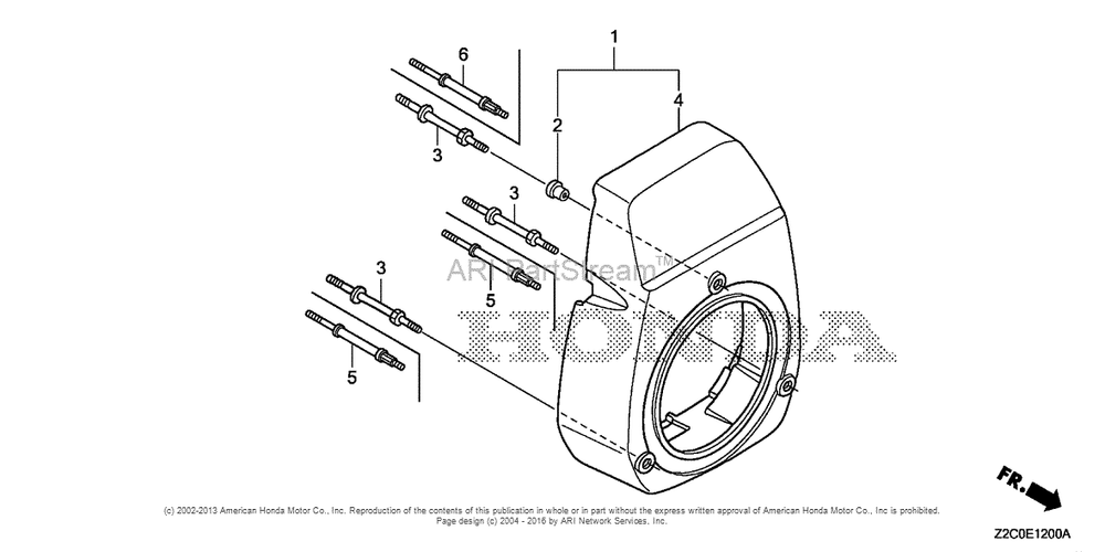 Fan Cover Diagram and Parts List for GS190LA (typeQHAF)(GCACA-1000001) Honda Engine