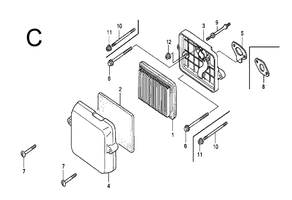 Fig-3 Diagram and Parts List for GX100 Type QBE Honda Engine