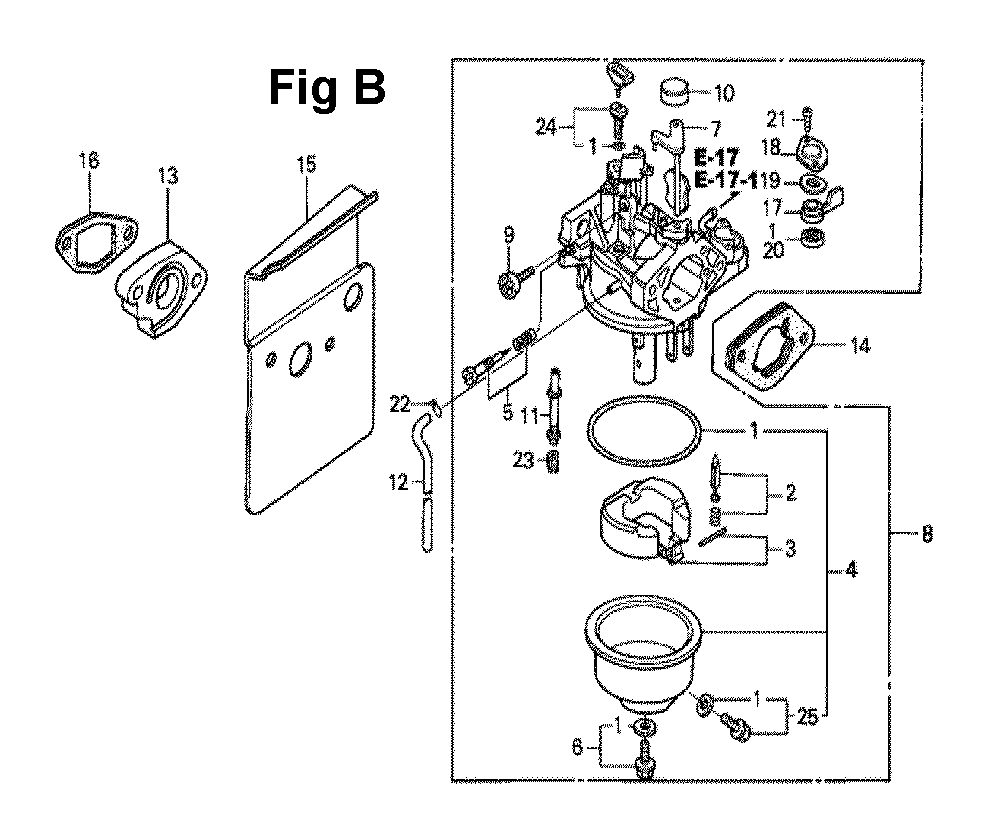 Fig-1 Diagram and Parts List for GXV270 Type DN2 Honda Engine