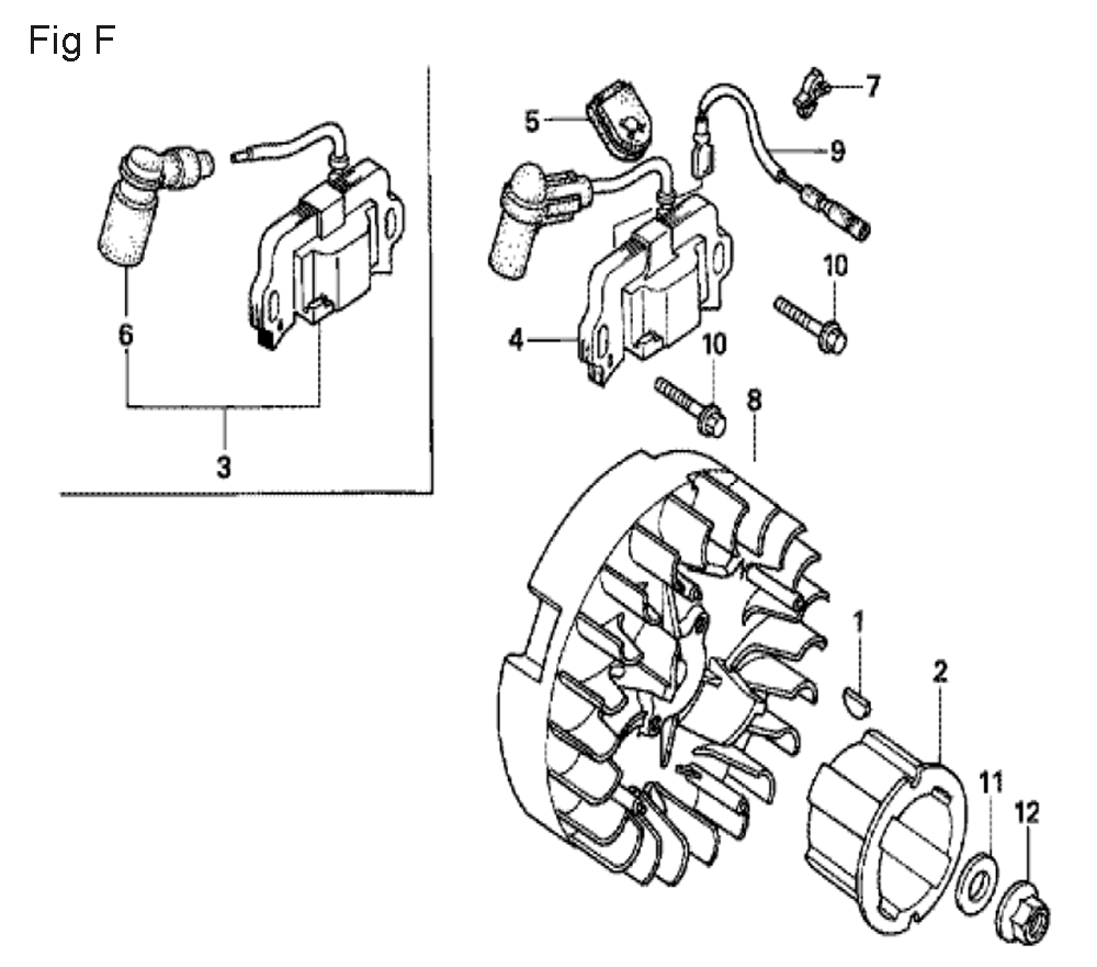 Fig-6 Diagram and Parts List for GX100U Type QA2 Honda Engine