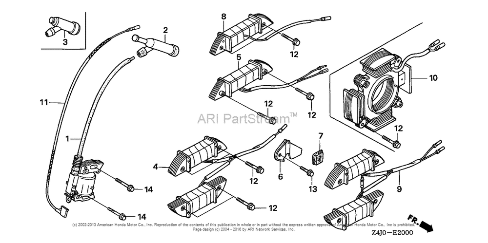 Ignition Coil Diagram and Parts List for GX160U1 (typeWKD6)(GCACK-1000001) Honda Engine