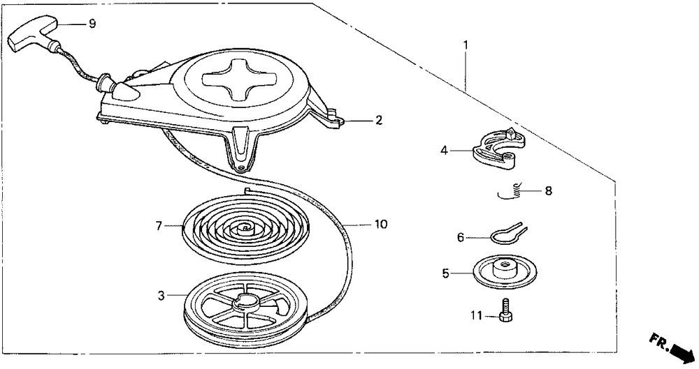 Recoil Starter (2541992-) Diagram and Parts List for HP250 (Type  CA)(NA1-2000001 - 2599999) Honda Lawn Tractor Accessories