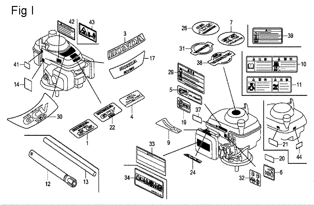 Fig-9 Diagram and Parts List for GCV160A Type E1A2 Honda Engine