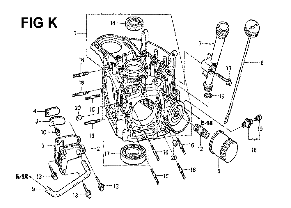 Fig-2 Diagram and Parts List for GXV530 Type UXE3A Honda Engine