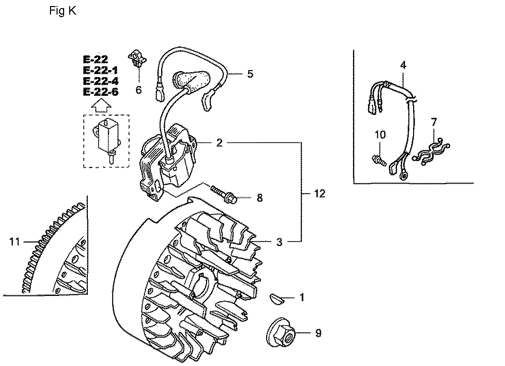 Fig-11 Diagram and Parts List for GC190A Type QHA1 Honda Engine