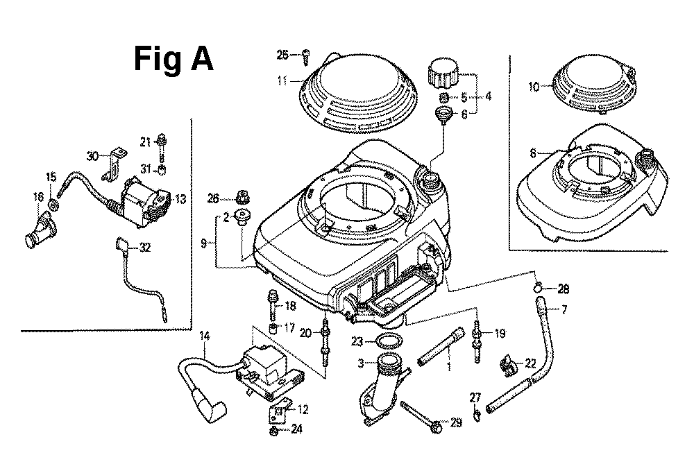 Fig-8 Diagram and Parts List for GXV140 Type MAD Honda Engine