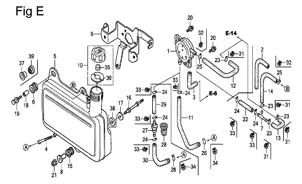 Fig-5 Diagram and Parts List for GC160 Type QHET Honda Engine