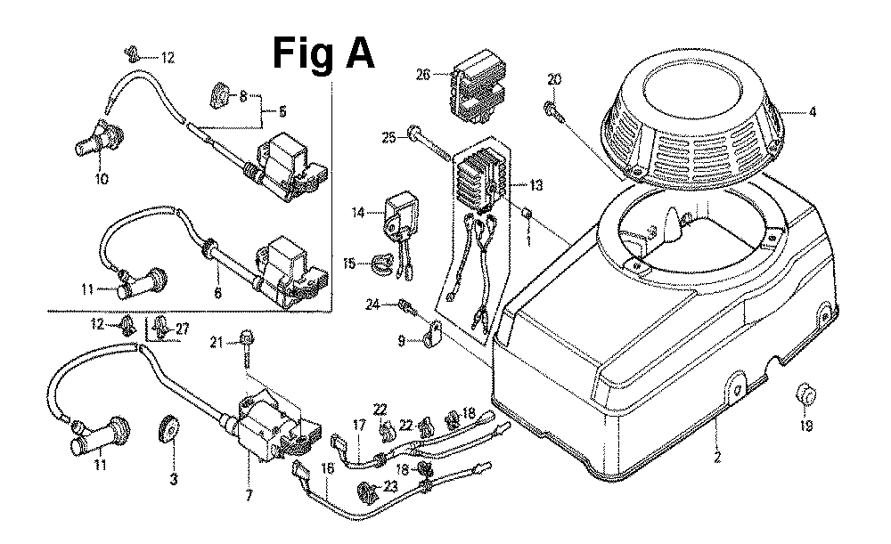 Fig-14 Diagram and Parts List for GXV270 Type DN2 Honda Engine
