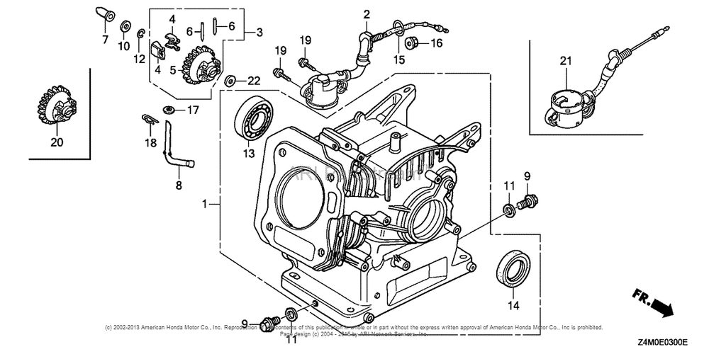 Cylinder Barrel Diagram and Parts List for GX160RT1 (typeRHG4)(GCAFT-1000001) Honda Engine