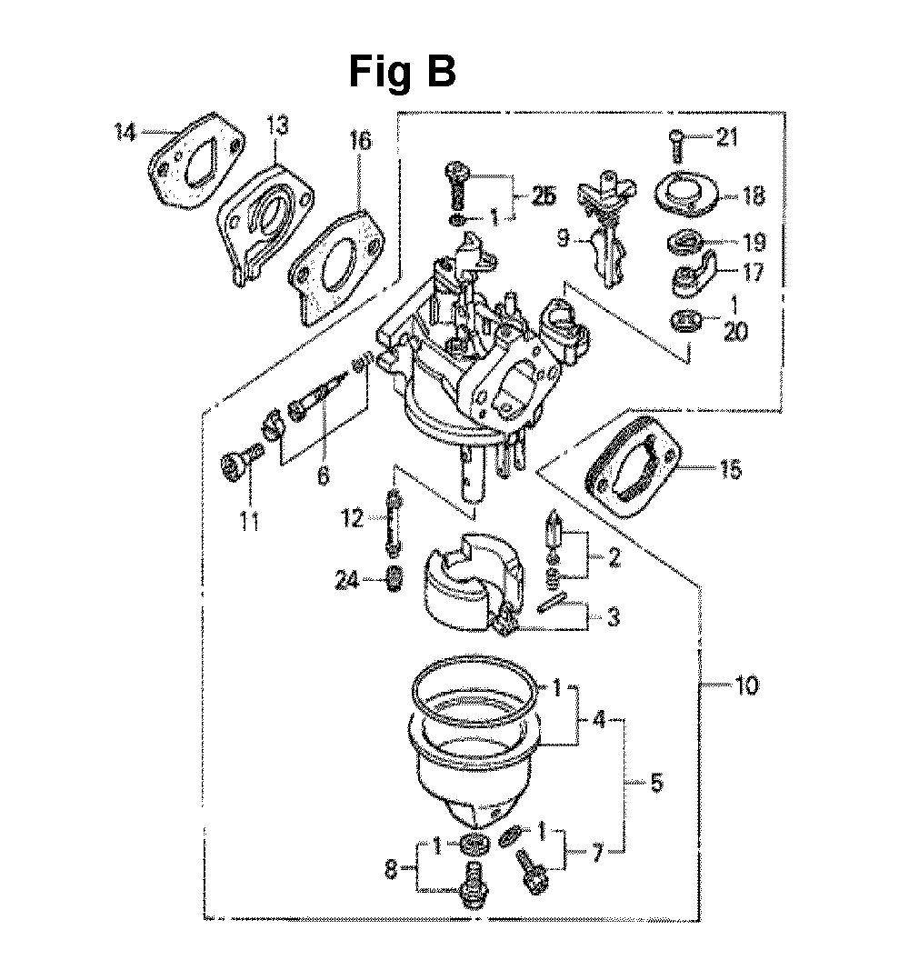 Fig-7 Diagram and Parts List for GXV140 Type N1Y Honda Engine