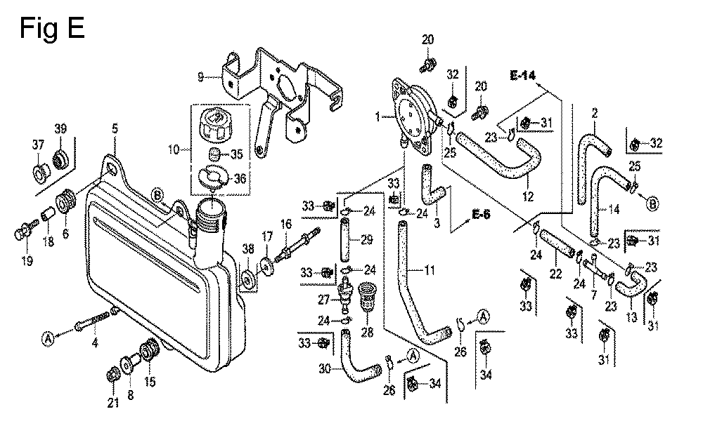 Fig-5 Diagram and Parts List for GC160A Type QHP7 Honda Engine