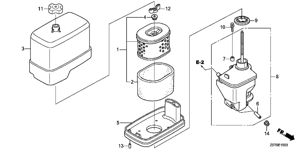 Air Cleaner (4) Diagram and Parts List for GX390UT2 (Type  QAE2/A)(GCBCT-3000001 - 9999999) Honda Engine