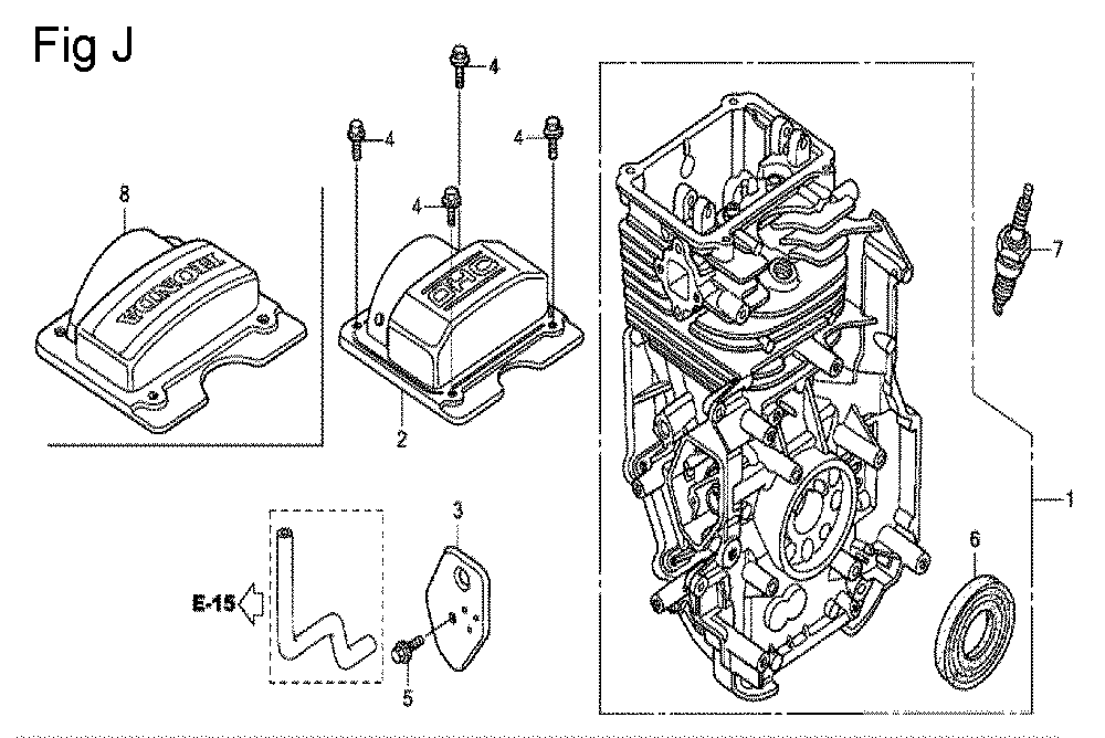 Fig-10 Diagram and Parts List for GC190LA Type QHC Honda Engine
