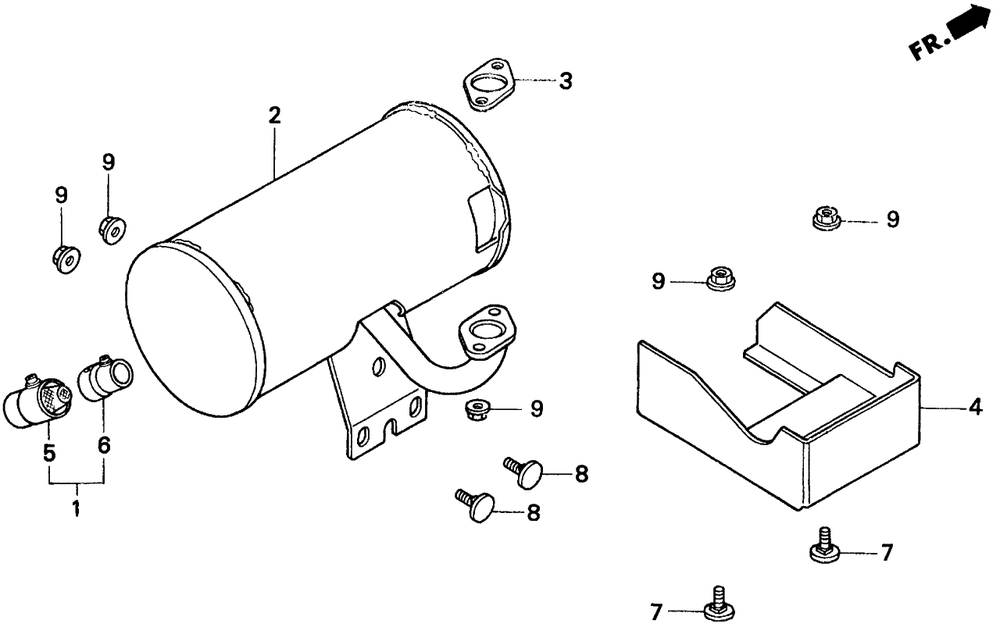 Muffler Diagram and Parts List for H1011R (Type  SA)(MZAW-6000001 - 6100000) Honda Lawn Mower